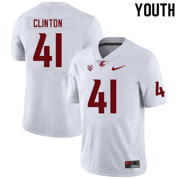 Youth #41 Dylan Clinton Washington State Cougars College Football Jerseys Sale-White - Click Image to Close
